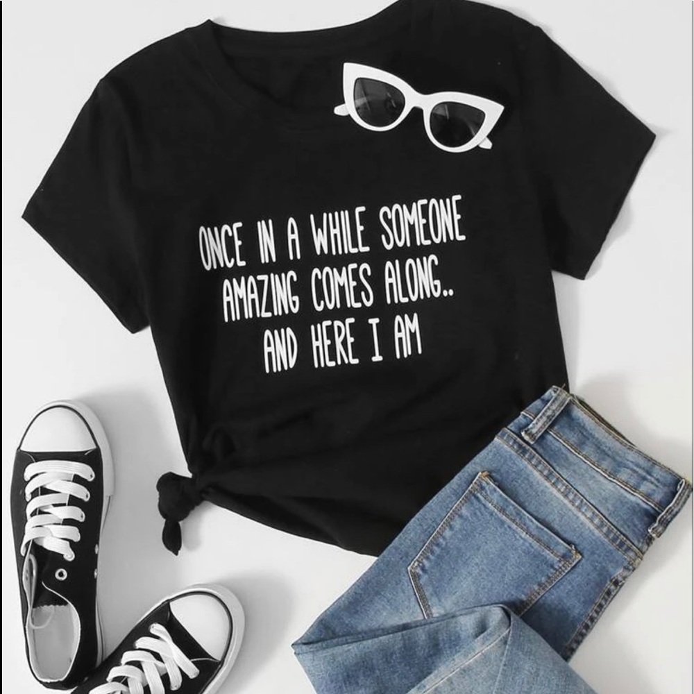Ladies Slogan Graphic Tee Shirt